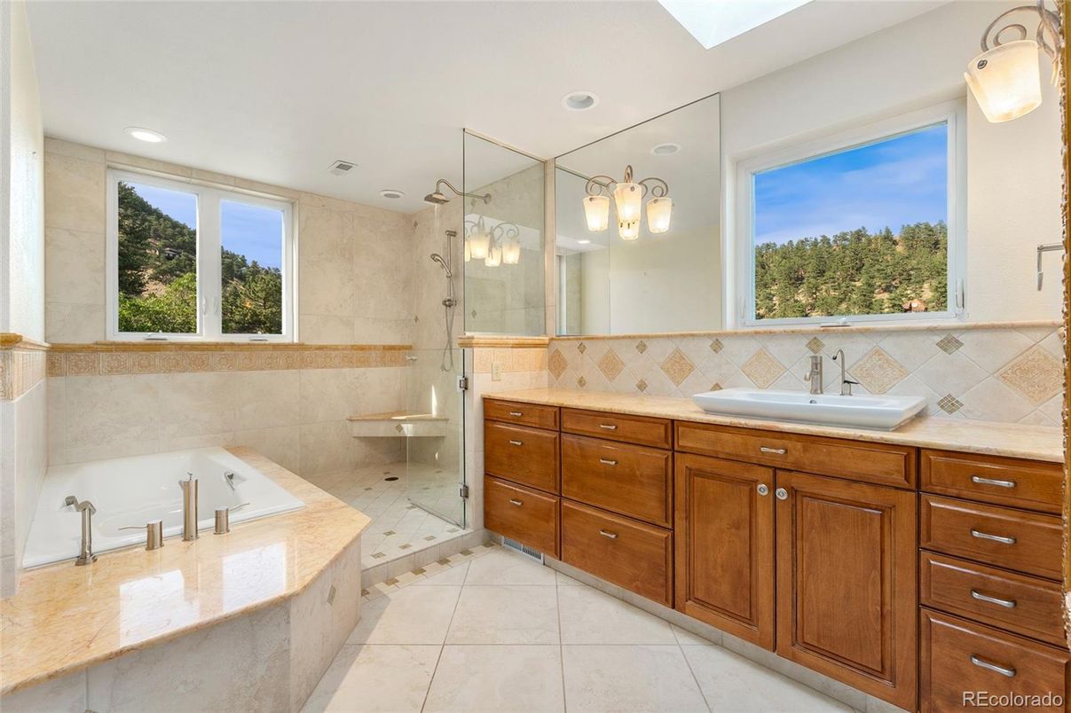 Bathroom, Dual Sink Vanities, Glass Shower, Interior, Recessed Lighting