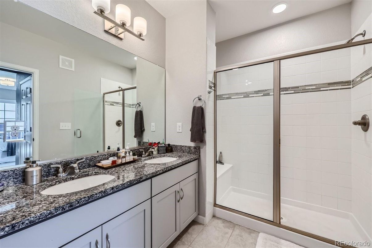 Bathroom, Dual Sink Vanities, Glass Shower, Interior, Recessed Lighting