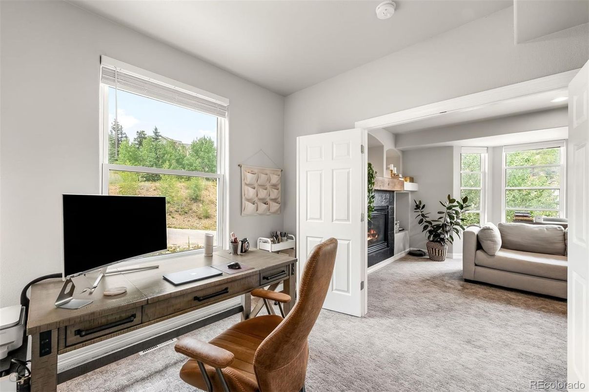 Fireplace, Home Office, Interior, Recessed Lighting