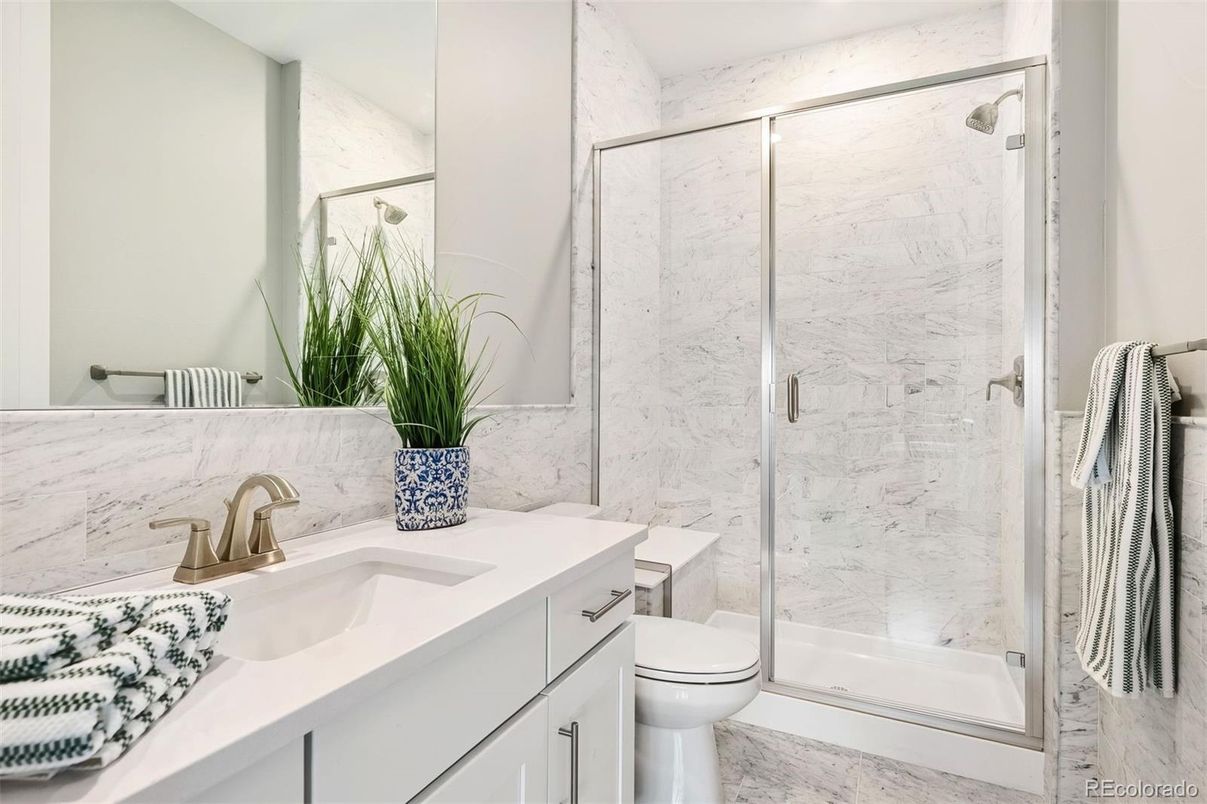 Bathroom, Glass Shower, Interior, Marble, Marble Walls