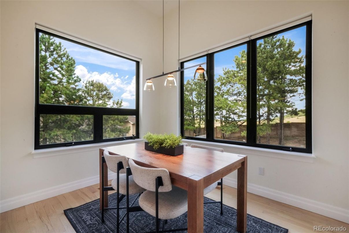 Home Office, Interior, Pendant Lights, Wood Texture Flooring