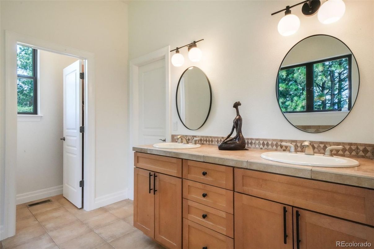 Bathroom, Dual Sink Vanities, Interior, Tile Countertops