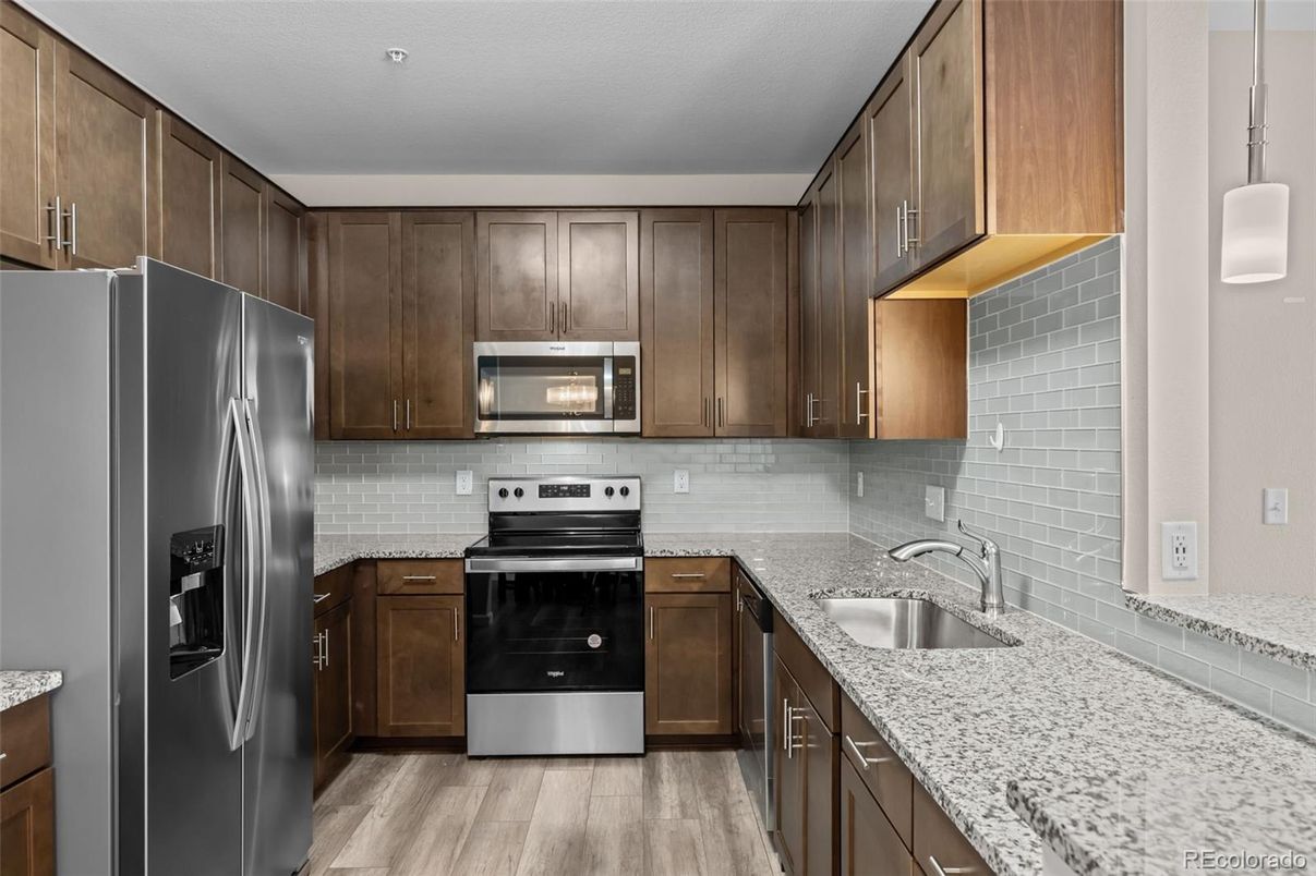 Interior, Kitchen, Stainless Steel Appliances, Wood Texture Flooring