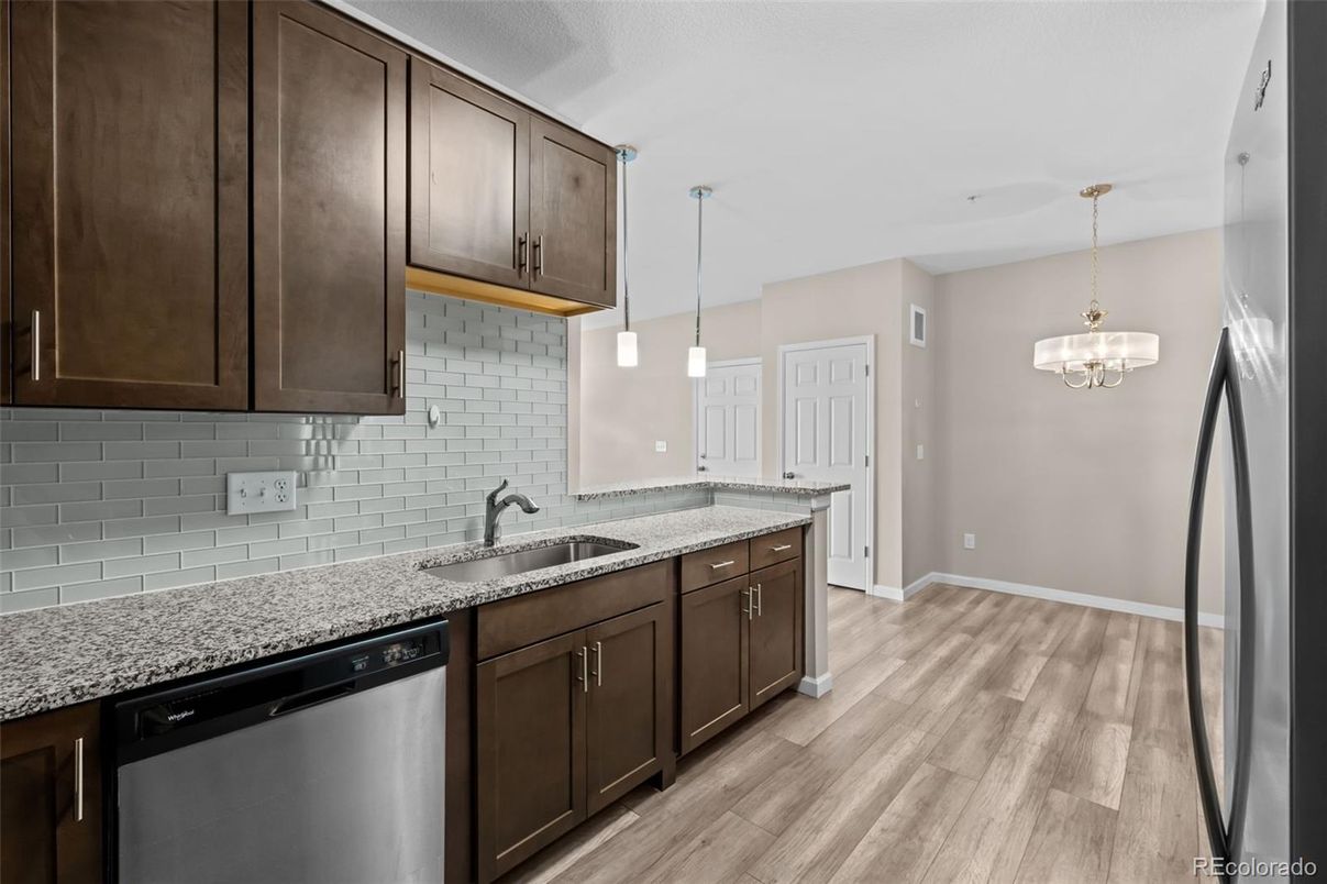 Interior, Kitchen, Pendant Lights, Wood Texture Flooring