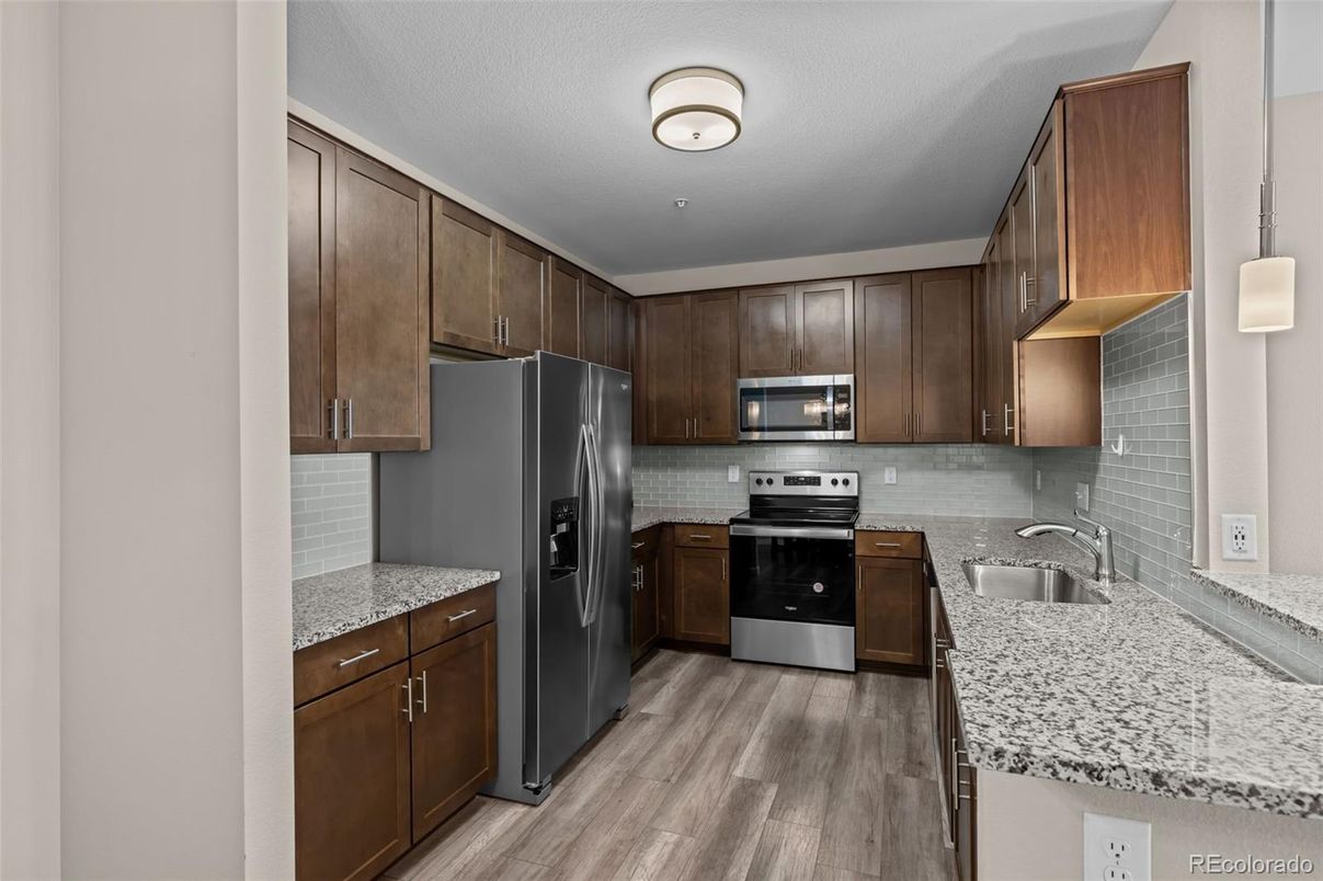Interior, Kitchen, Stainless Steel Appliances, Wood Texture Flooring