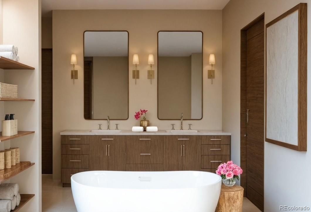 Bathroom, Dual Sink Vanities, Free Standing Baths, Interior