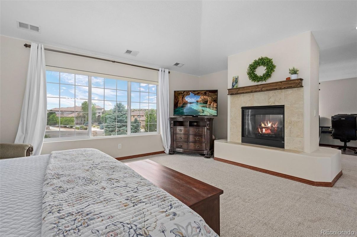 Bedroom, Fireplace, Interior
