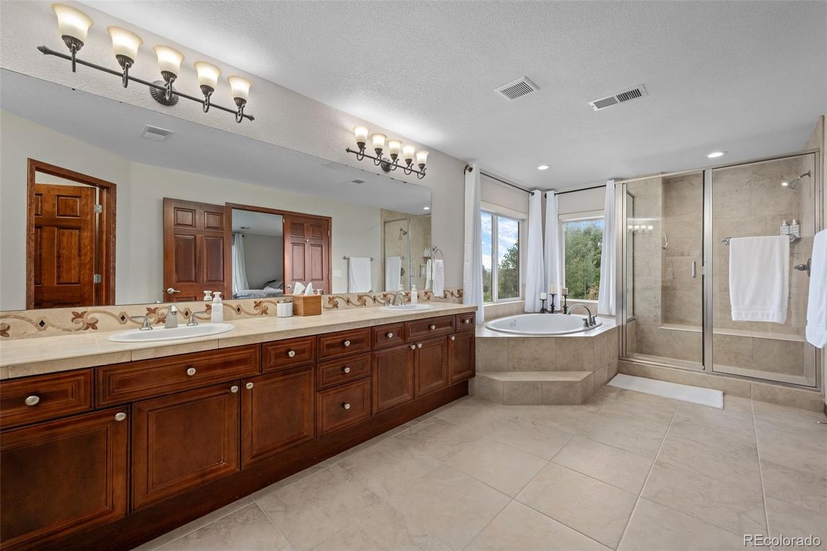 Bathroom, Dual Sink Vanities, Glass Shower, Interior, Recessed Lighting