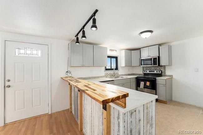Interior, Kitchen, Stainless Steel Appliances, Wood Texture Flooring
