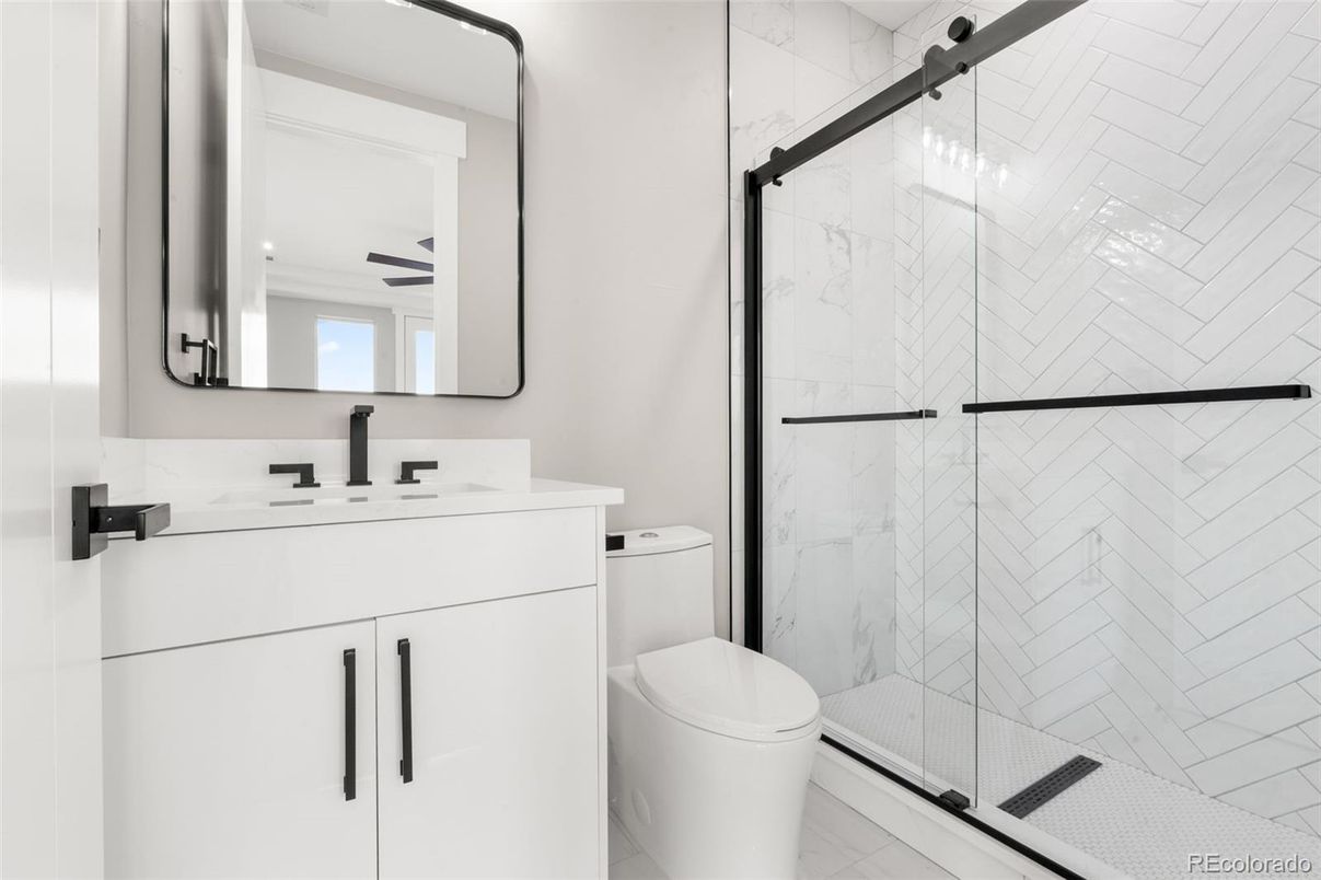Bathroom, Glass Shower, Interior, Marble Walls