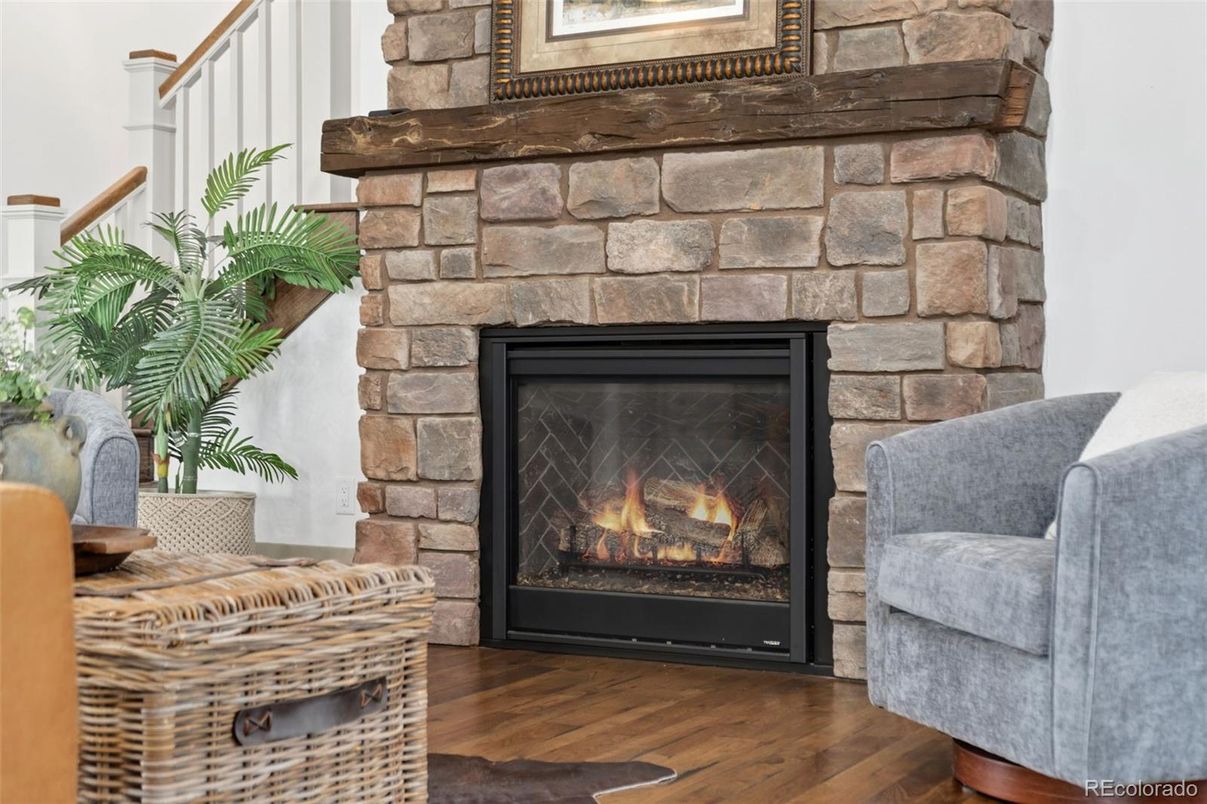 Fireplace, Interior, Stone Walls, Wood Texture Flooring