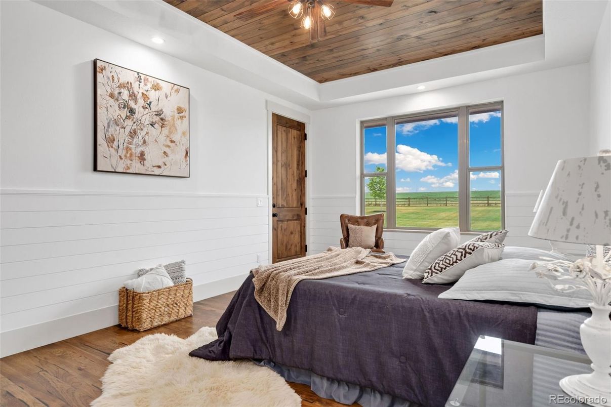 Bedroom, Interior, Recessed Lighting, Water, Wooden Ceilings, Wood Texture Flooring