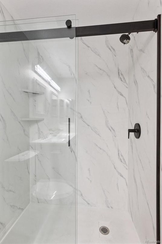 Bathroom, Glass Shower, Interior, Marble Walls