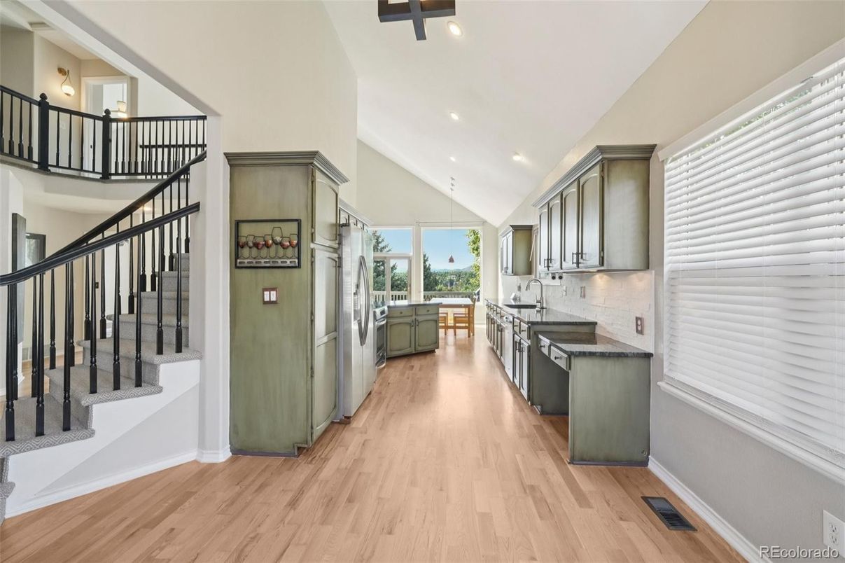 Interior, Kitchen, Recessed Lighting, Wood Texture Flooring