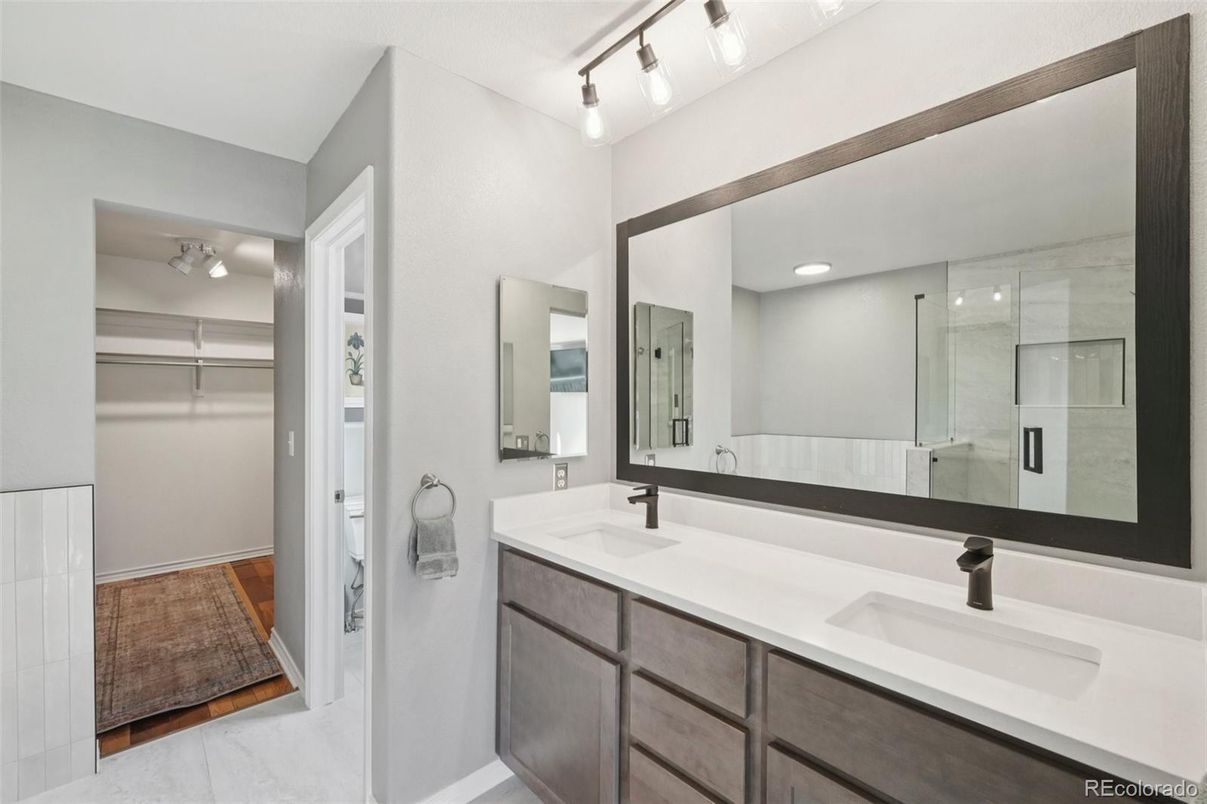 Bathroom, Dual Sink Vanities, Glass Shower, Interior, Recessed Lighting