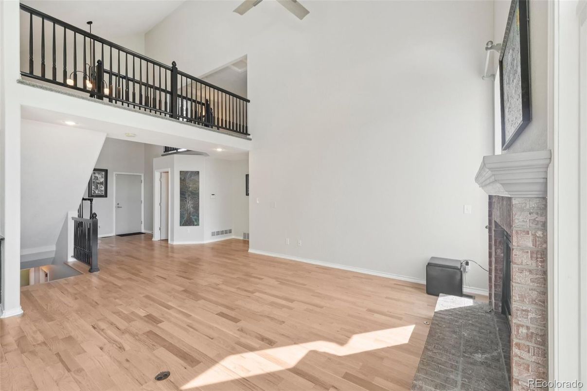 Fireplace, Interior, Recessed Lighting, Wood Texture Flooring