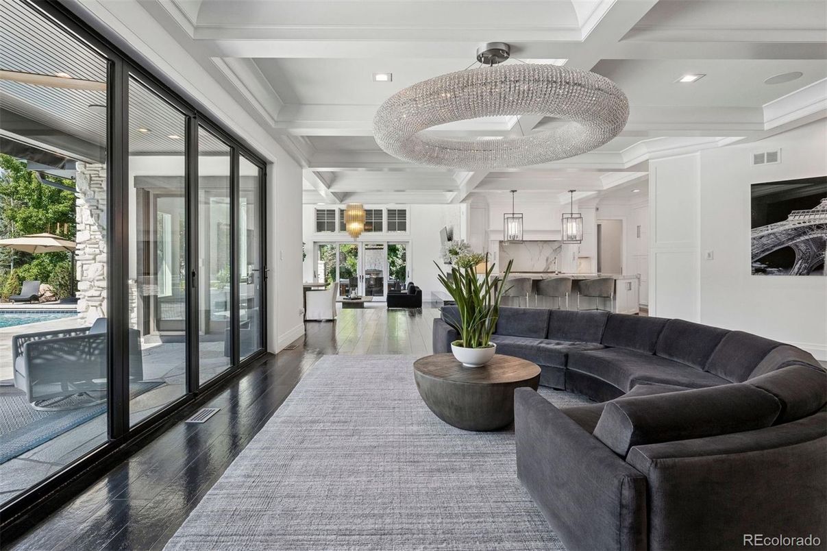 Interior, Kitchen, Living room, Pendant Lights, Recessed Lighting, Wood Texture Flooring