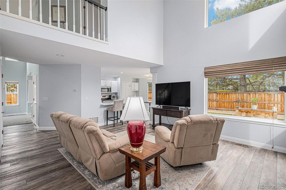 Interior, Kitchen, Living room, Recessed Lighting, Stainless Steel Appliances, Wood Texture Flooring