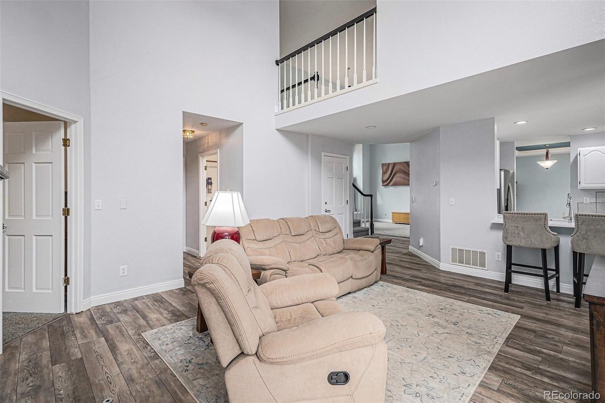 Interior, Kitchen, Living room, Recessed Lighting, Wood Texture Flooring