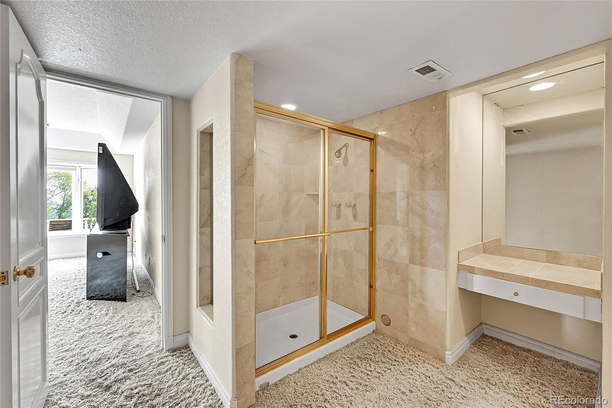 Bathroom, Glass Shower, Interior, Recessed Lighting