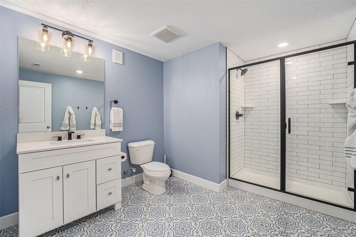 Bathroom, Dual Sink Vanities, Glass Shower, Interior, Recessed Lighting