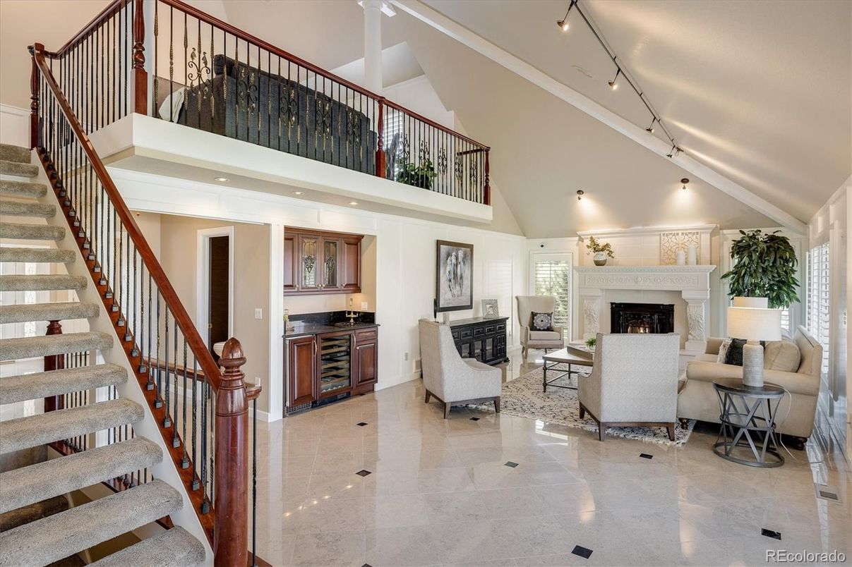 Fireplace, Interior, Living room, Recessed Lighting