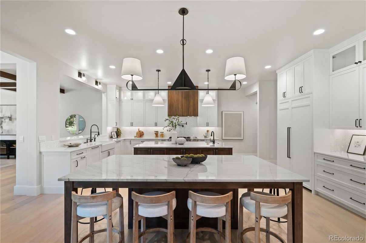 Interior, Kitchen, Pendant Lights, Recessed Lighting, Wood Texture Flooring