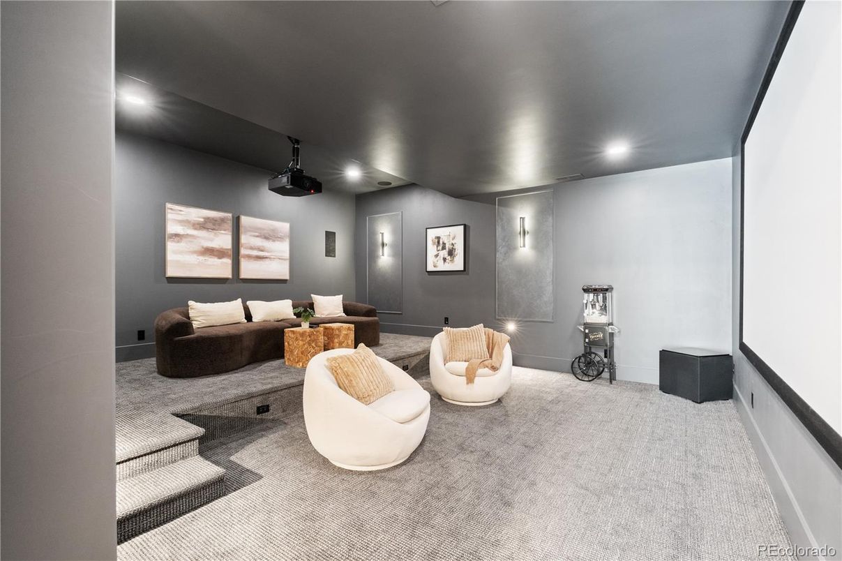 Interior, Projection Screen, Recessed Lighting, Theatre Room