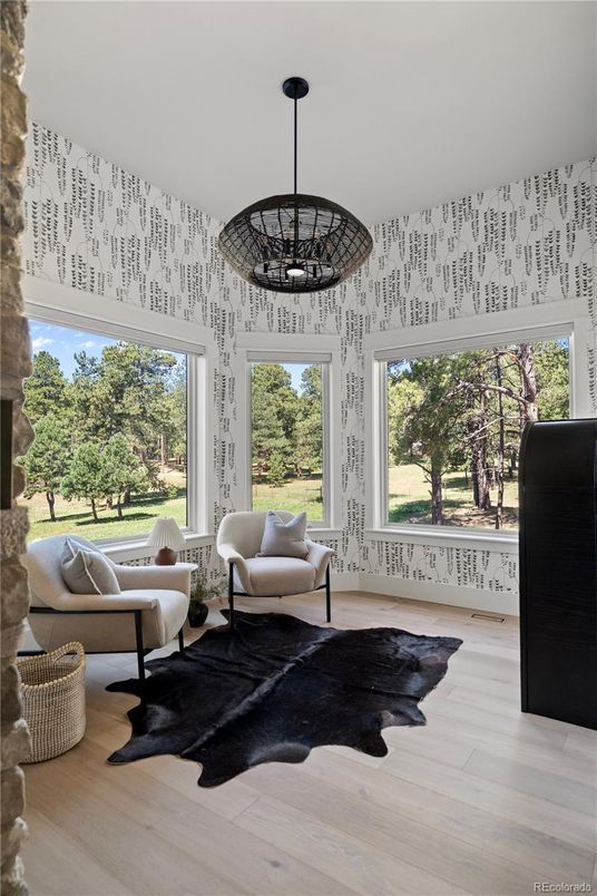 Chandelier, Interior, Living room, Pendant Lights, Wood Texture Flooring