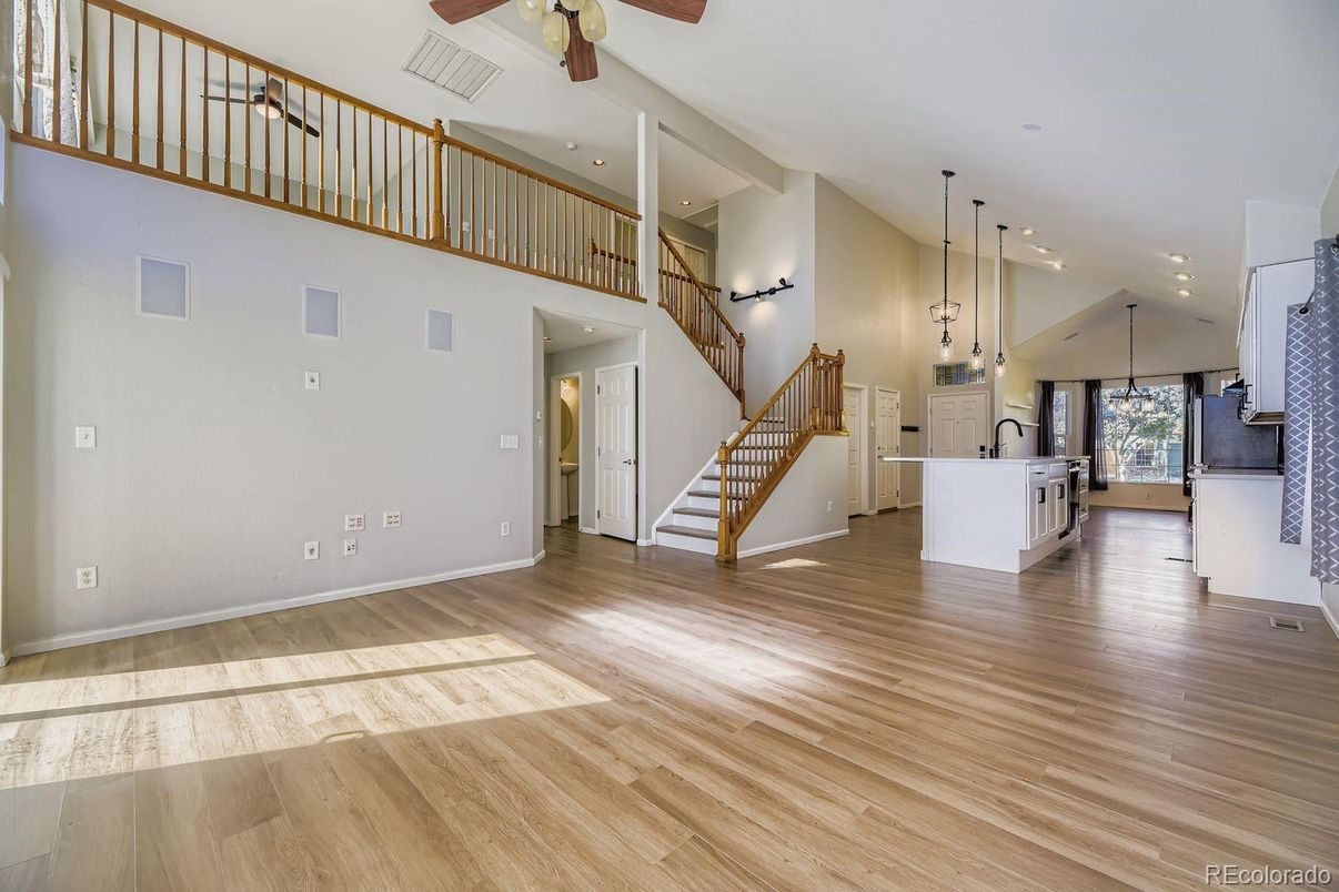 Interior, Pendant Lights, Recessed Lighting, Wood Texture Flooring
