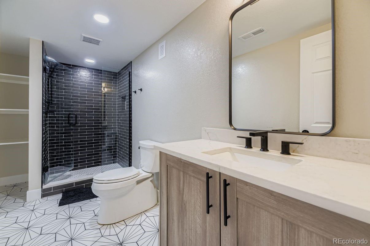 Bathroom, Glass Shower, Interior, Recessed Lighting