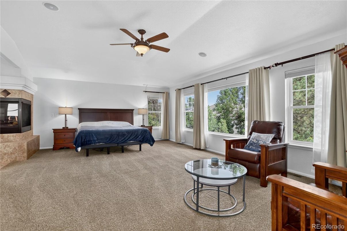 Bedroom, Fireplace, Interior