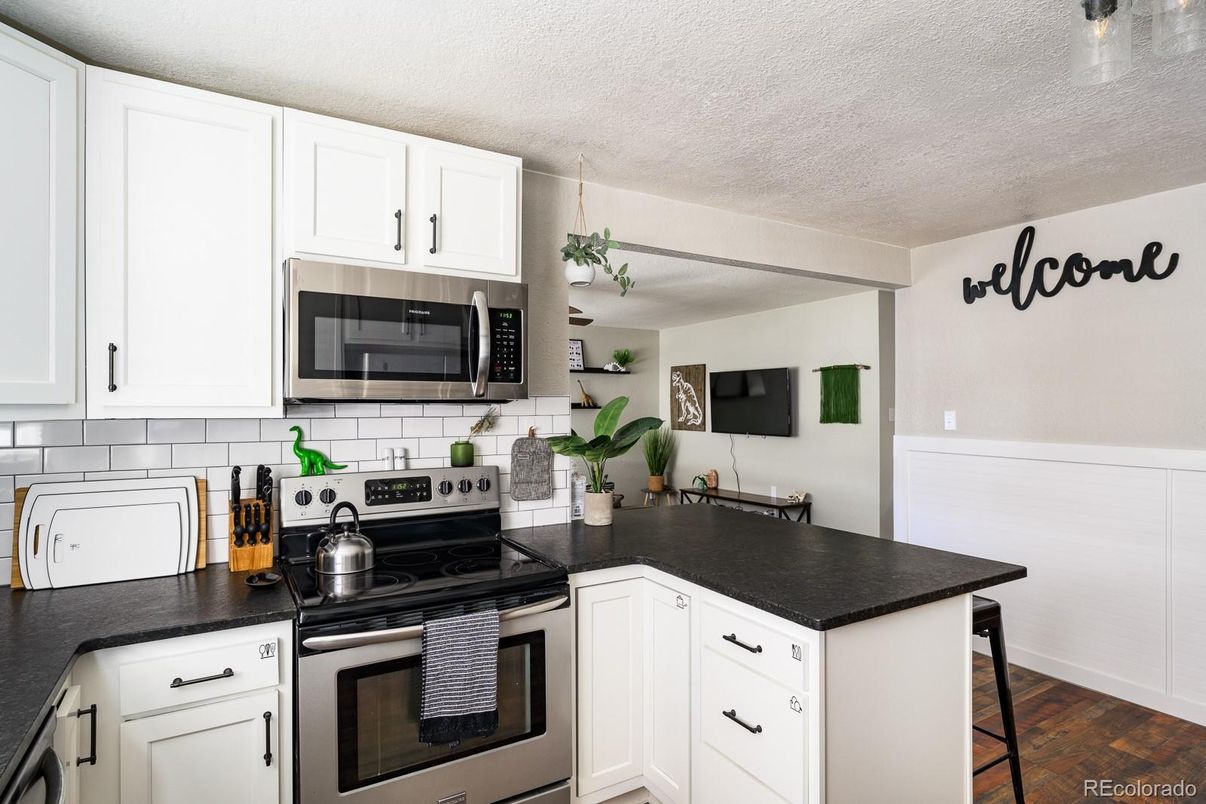 Interior, Kitchen, Stainless Steel Appliances, Wood Texture Flooring