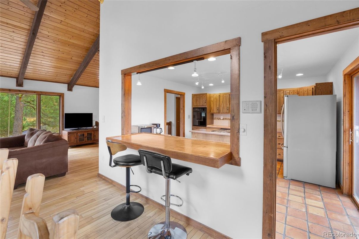 Interior, Kitchen, Recessed Lighting, Wooden Ceilings, Wood Texture Flooring