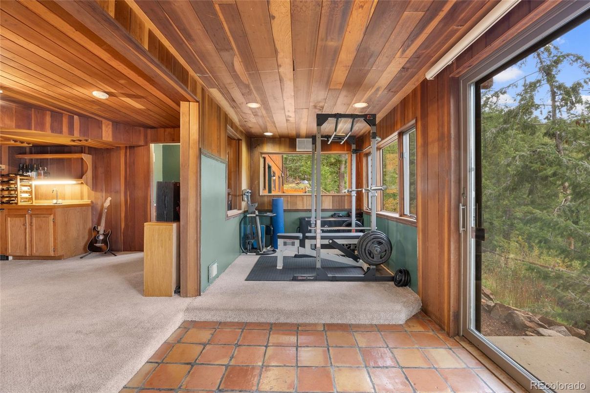 Fitness Equipment, Interior, Recessed Lighting, Wooden Ceilings, Wooden Walls