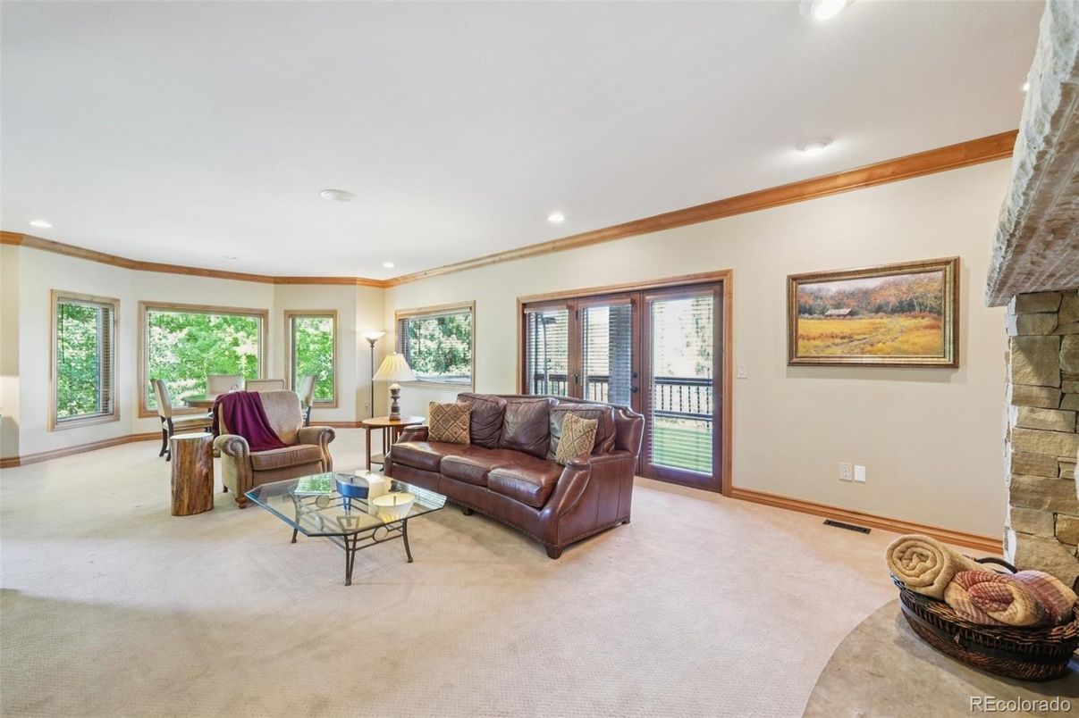 Interior, Living room, Recessed Lighting, Stone Walls