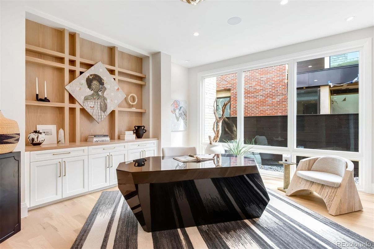 Home Office, Interior, Recessed Lighting, Wood Texture Flooring