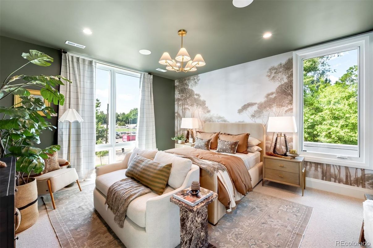 Bedroom, Chandelier, Interior, Recessed Lighting