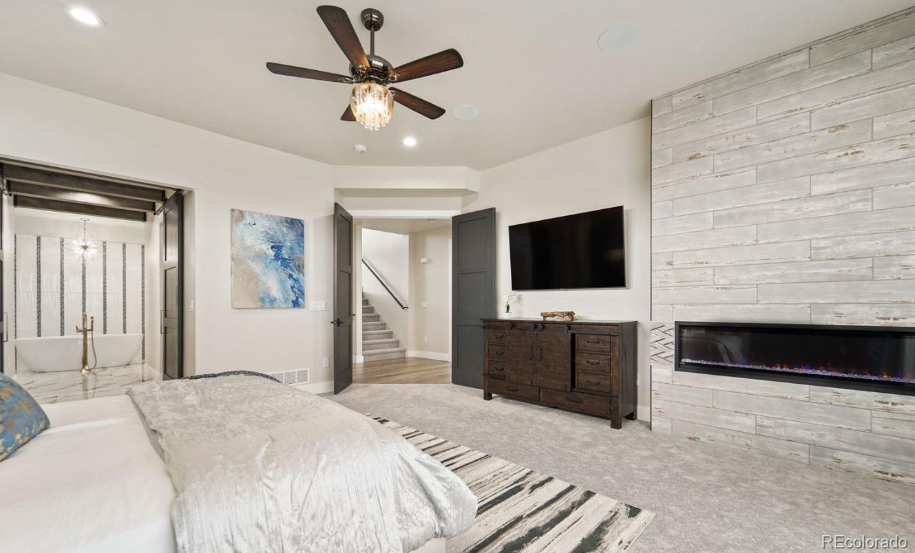 Bedroom, Fireplace, Interior, Recessed Lighting