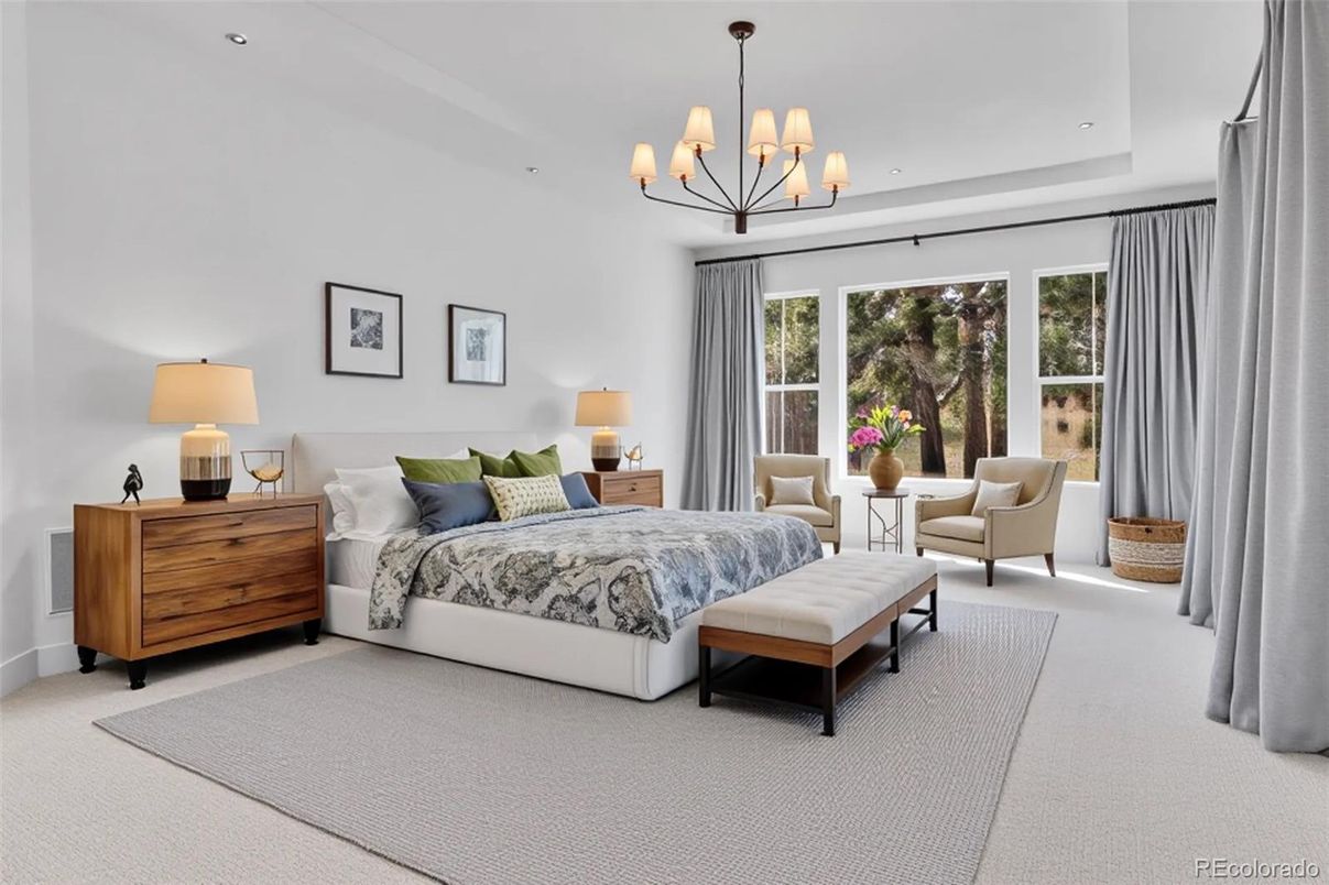 Bedroom, Chandelier, Interior, Recessed Lighting