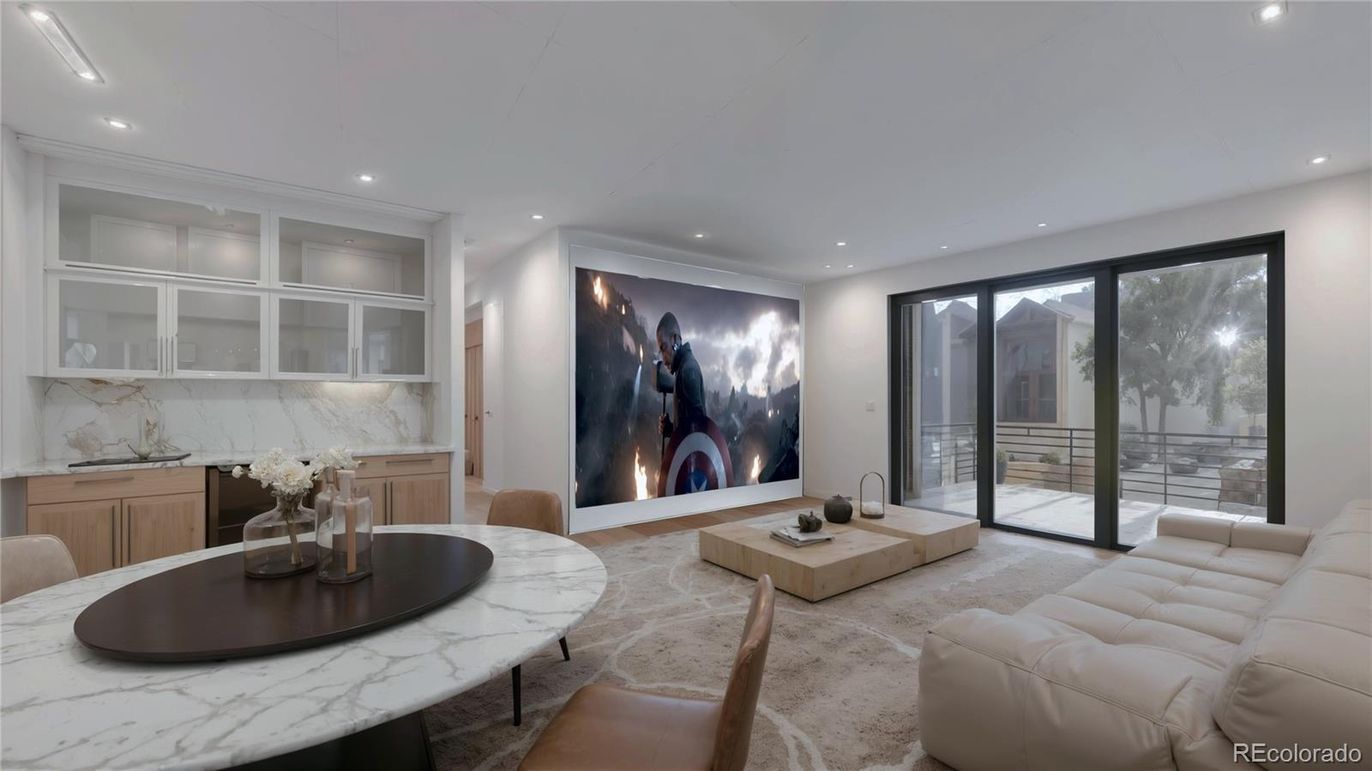 Dining room, Interior, Living room, Marble Walls, Recessed Lighting