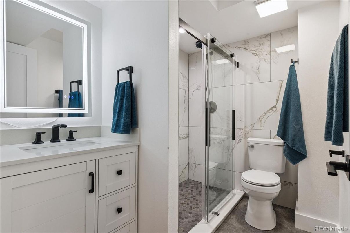 Bathroom, Glass Shower, Interior, Marble Walls