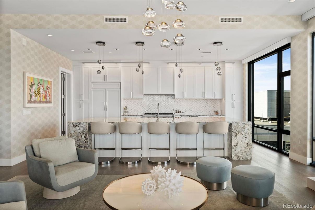 Interior, Kitchen, Pendant Lights, Recessed Lighting, Wood Texture Flooring