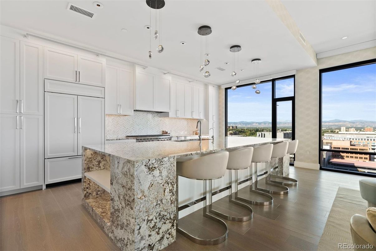 Interior, Kitchen, Pendant Lights, Recessed Lighting, Water, Wood Texture Flooring