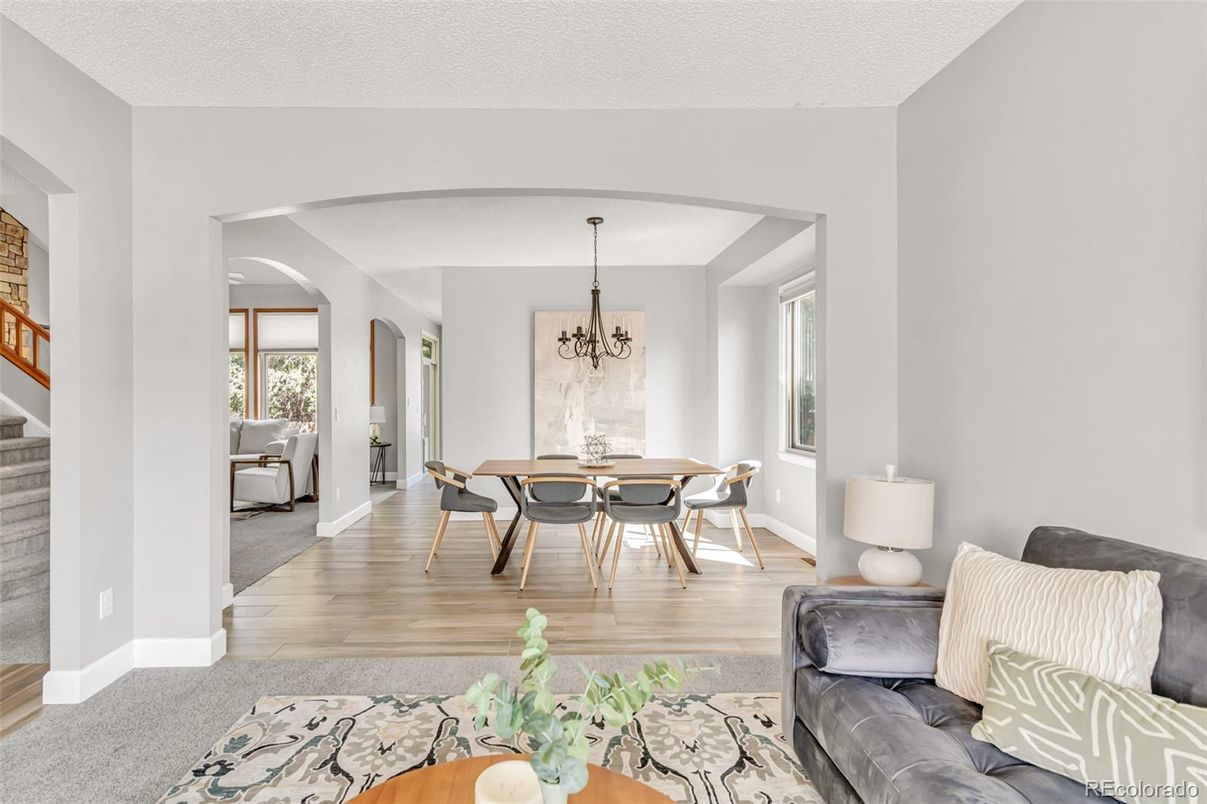 Chandelier, Dining room, Interior, Wood Texture Flooring