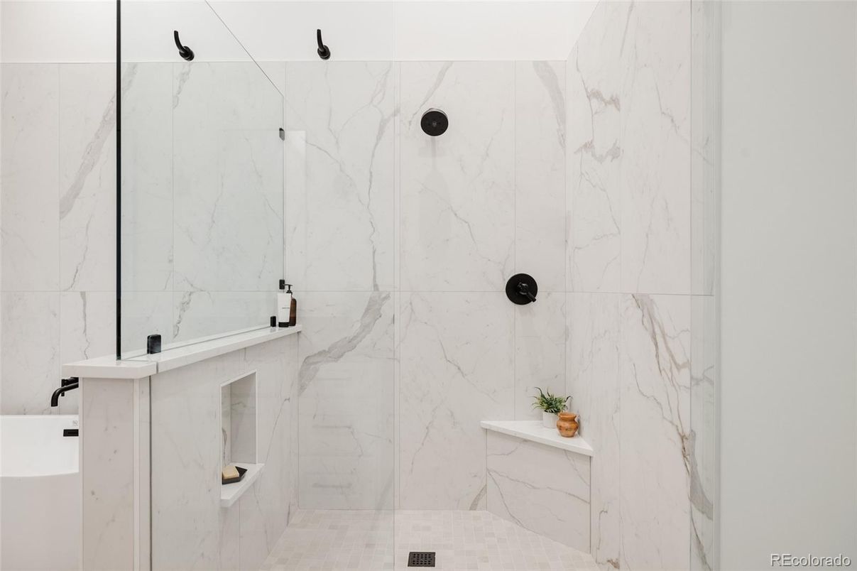 Bathroom, Glass Shower, Interior, Marble Walls