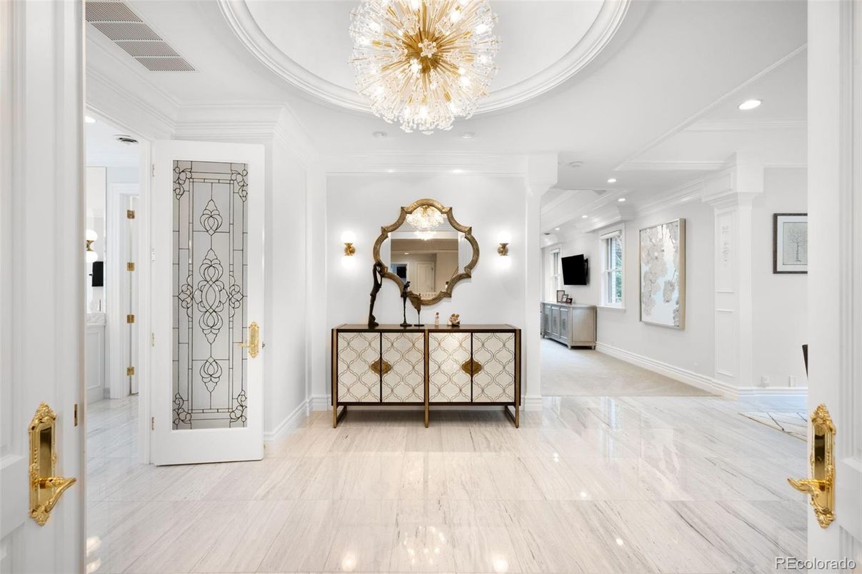 Chandelier, Interior, Marble, Recessed Lighting