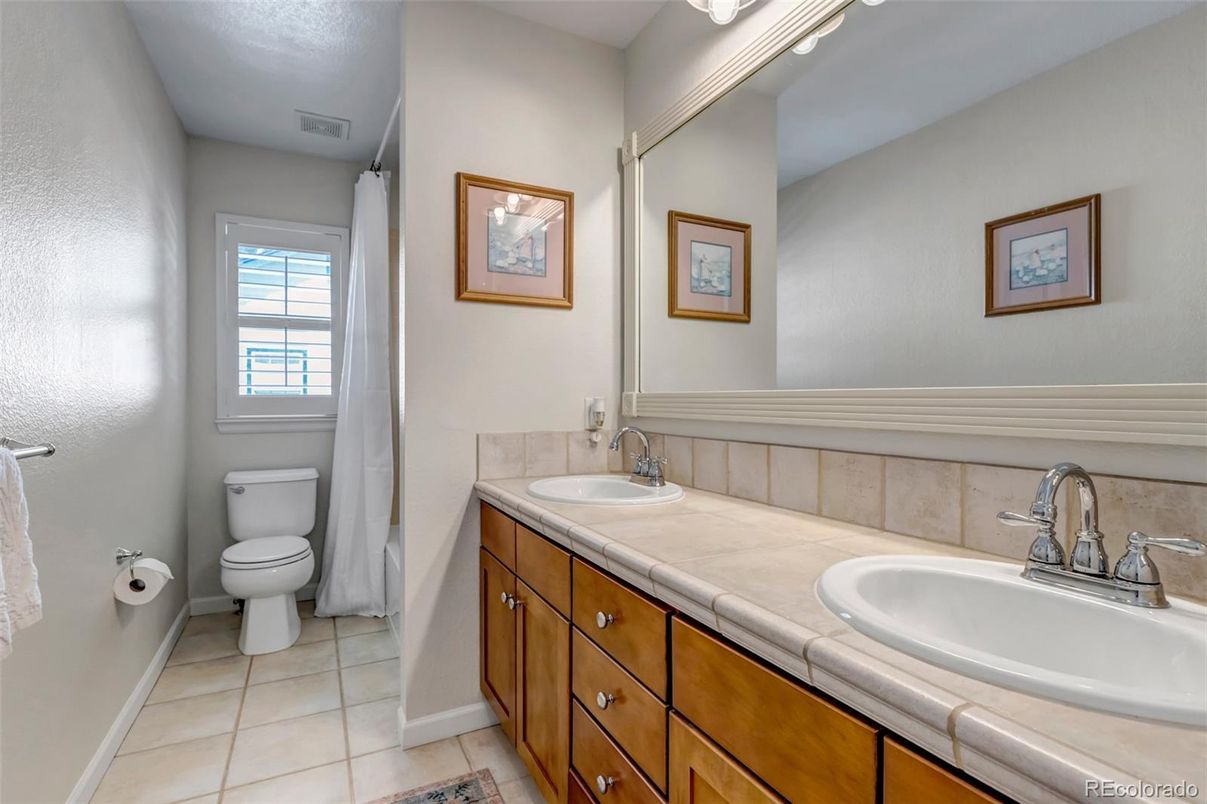 Bathroom, Dual Sink Vanities, Interior, Tile Countertops