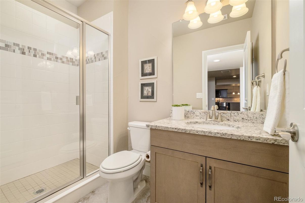Bathroom, Glass Shower, Interior, Recessed Lighting