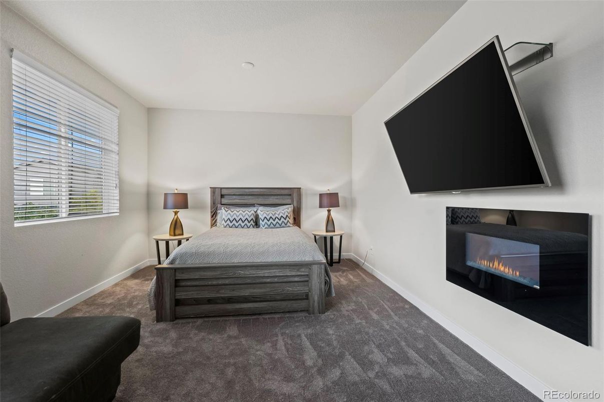 Bedroom, Fireplace, Interior